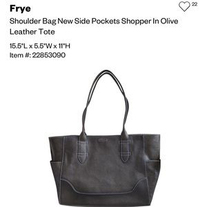 Frye Leather Tote Bag With Side Pockets in Olive